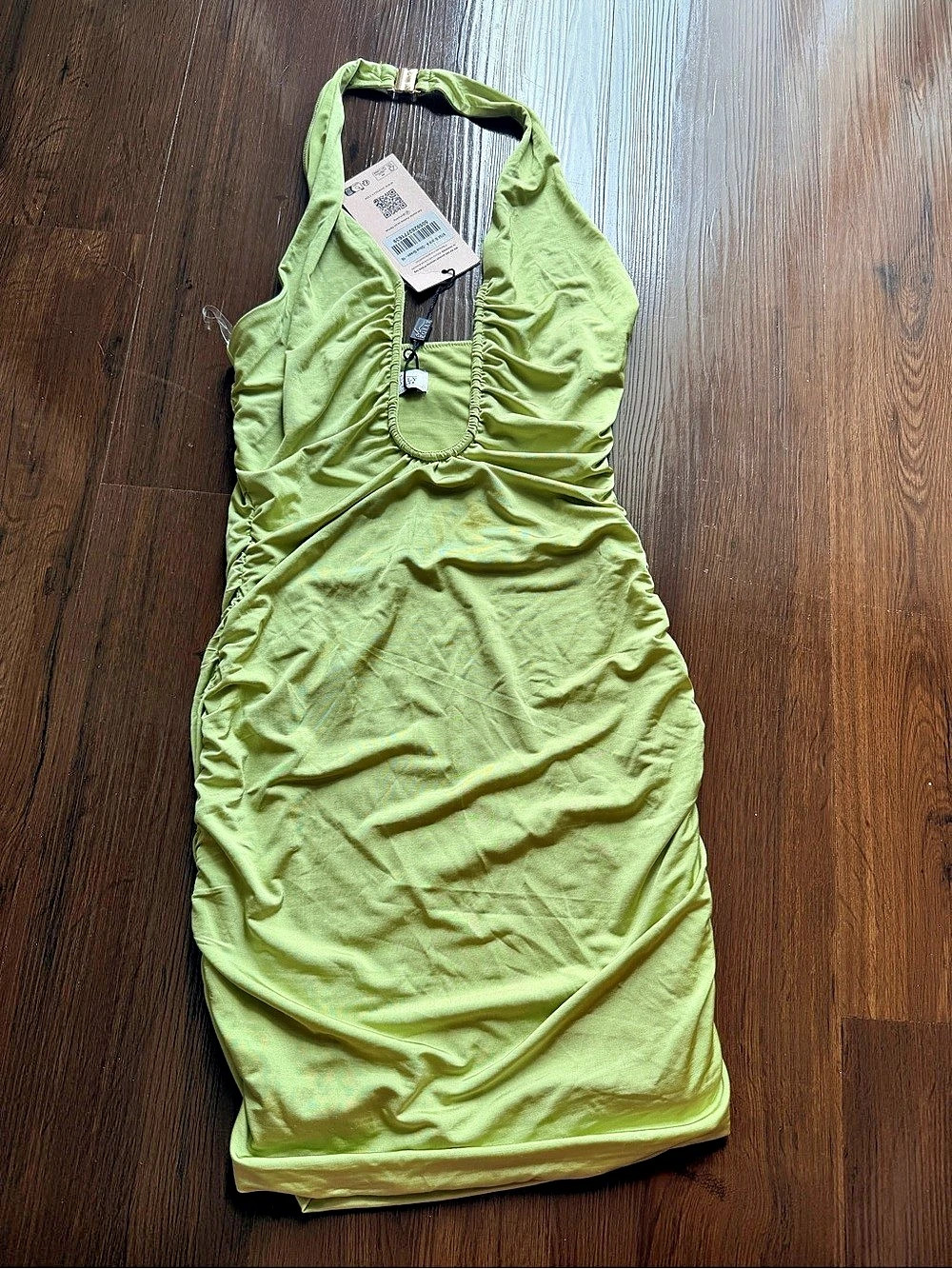 Oh Polly  Ruched Mini Dress in Green Size Medium NWT